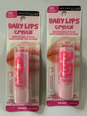 Set of 2 Maybelline Baby Lips Crystal Moisturizing Lip Balm 140 Pink Quartz